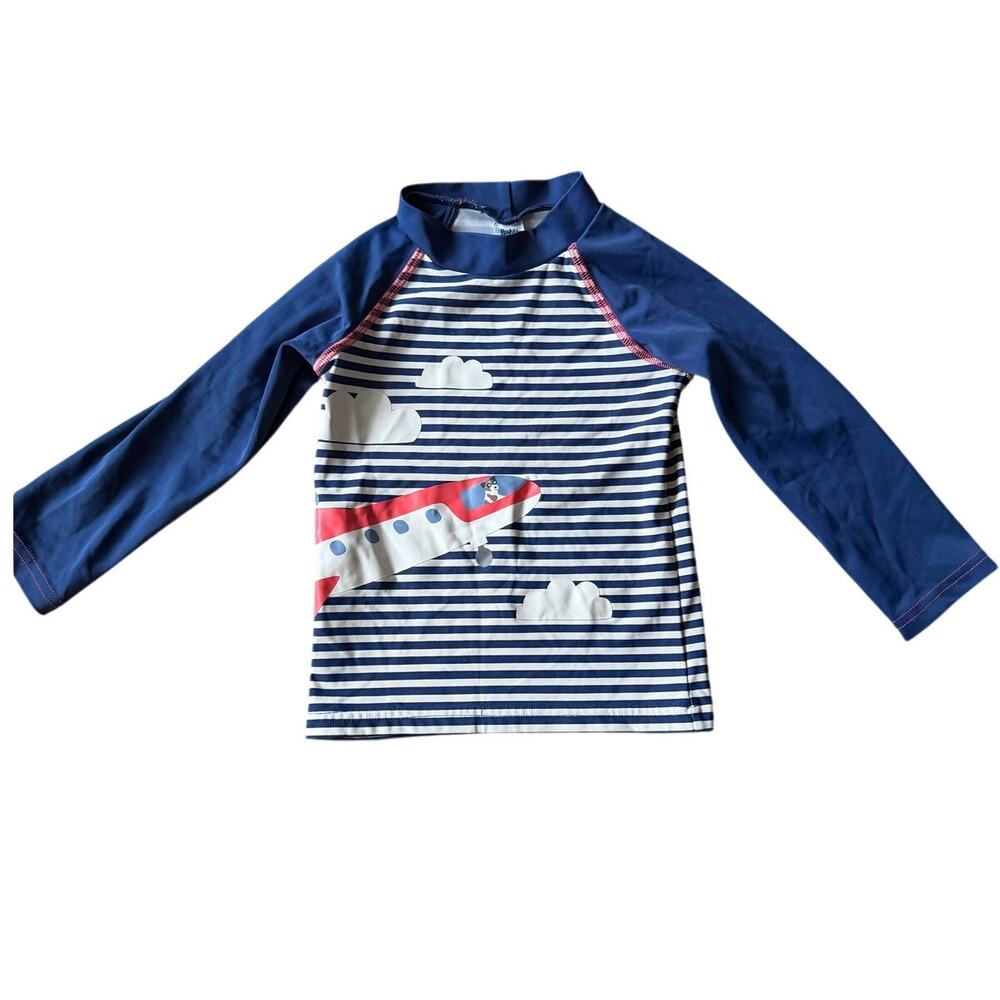 Baby Boden Stripe Airplane Dog Rash Guard Baby 12-18M Navy UPF Sun Shirt